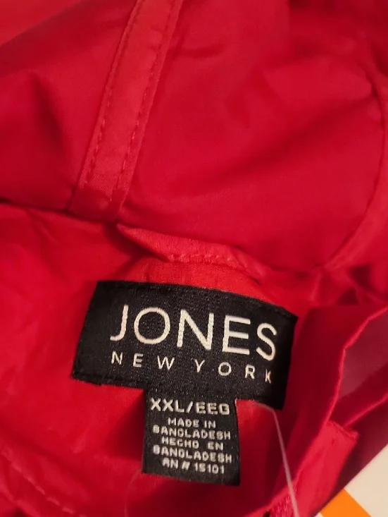 Jones New York Red Hooded Trench Coat with Zip Front - Picture 6 of 9